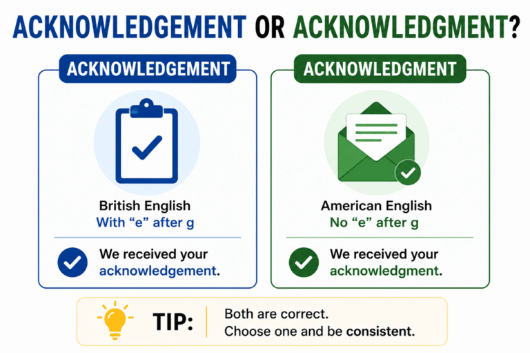 Acknowledgement or acknowledgment
