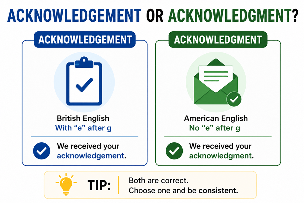 Acknowledgement or acknowledgment