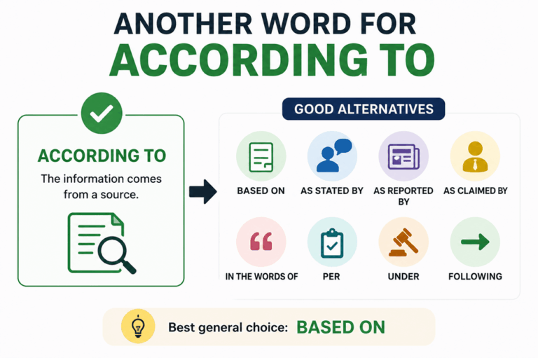 Another word for according to
