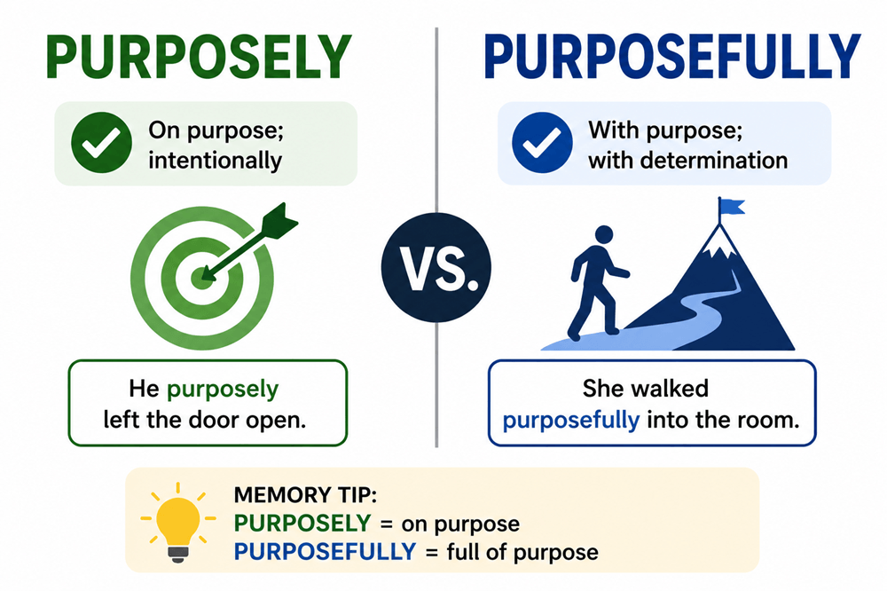 Purposely or purposefully