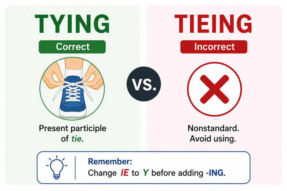 Tying or tieing