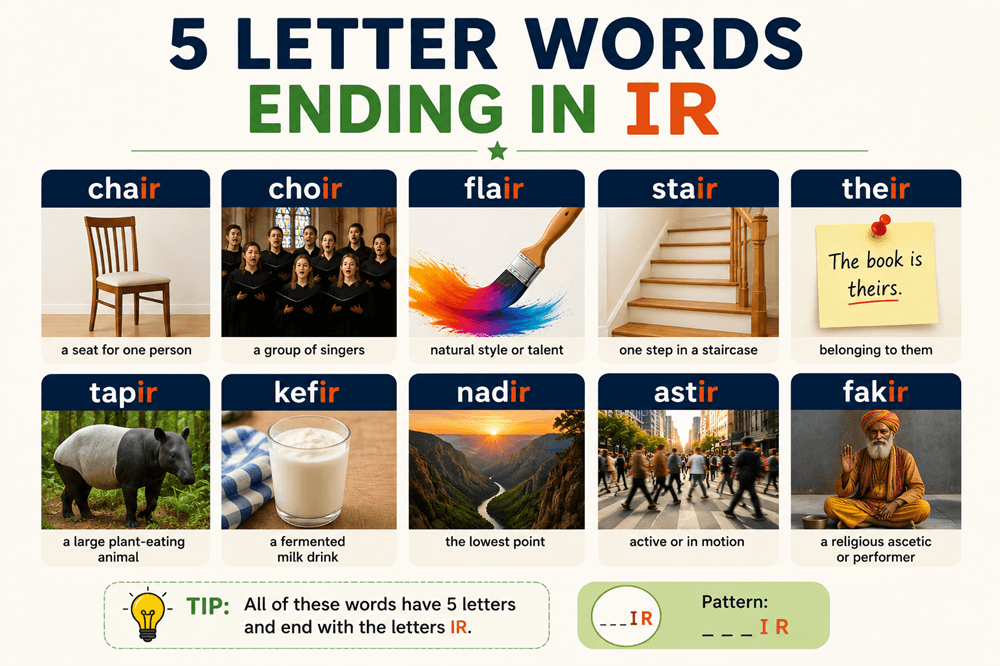 5 letter word ending in ir