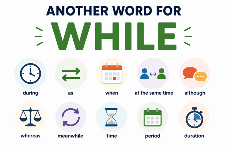 Another word for while