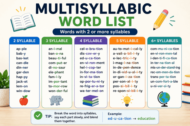 Multisyllabic word list